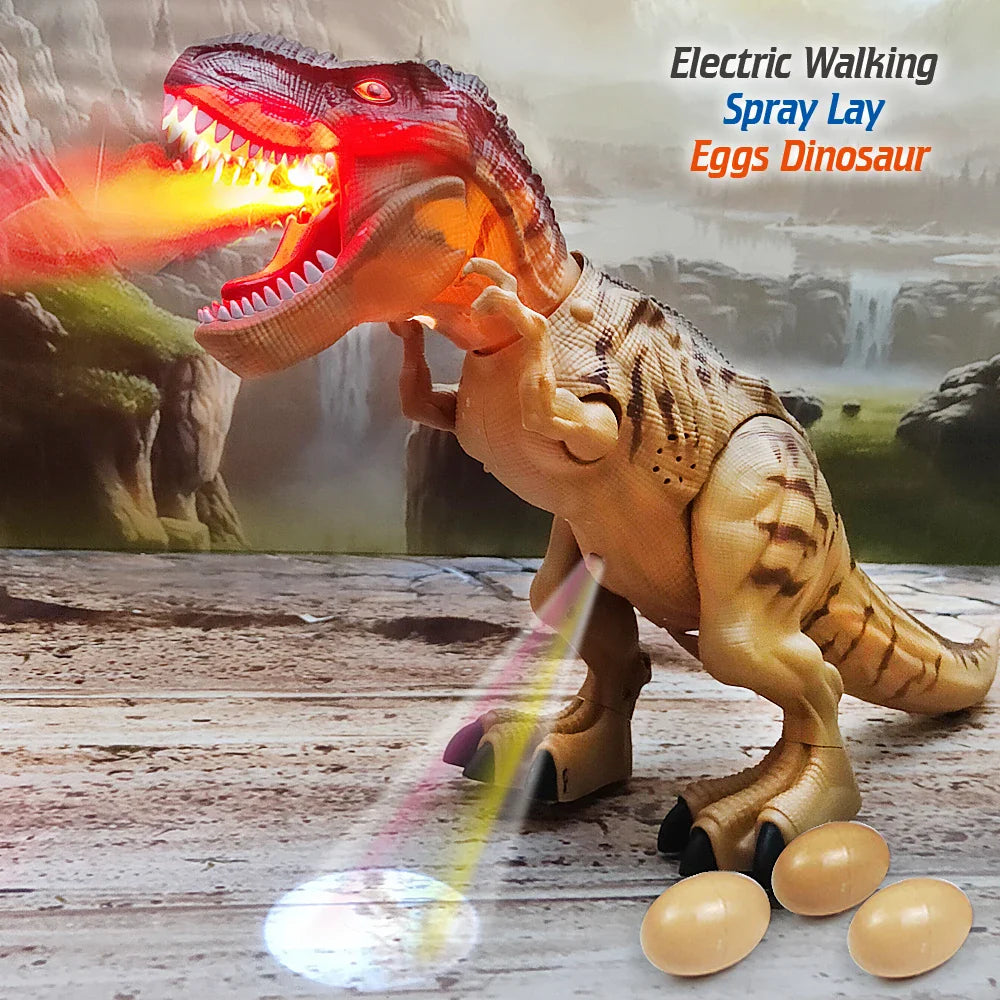 "Dinossauro Robô Elétrico Grande com Luz, Som, Pulverização e que Solta Ovos."